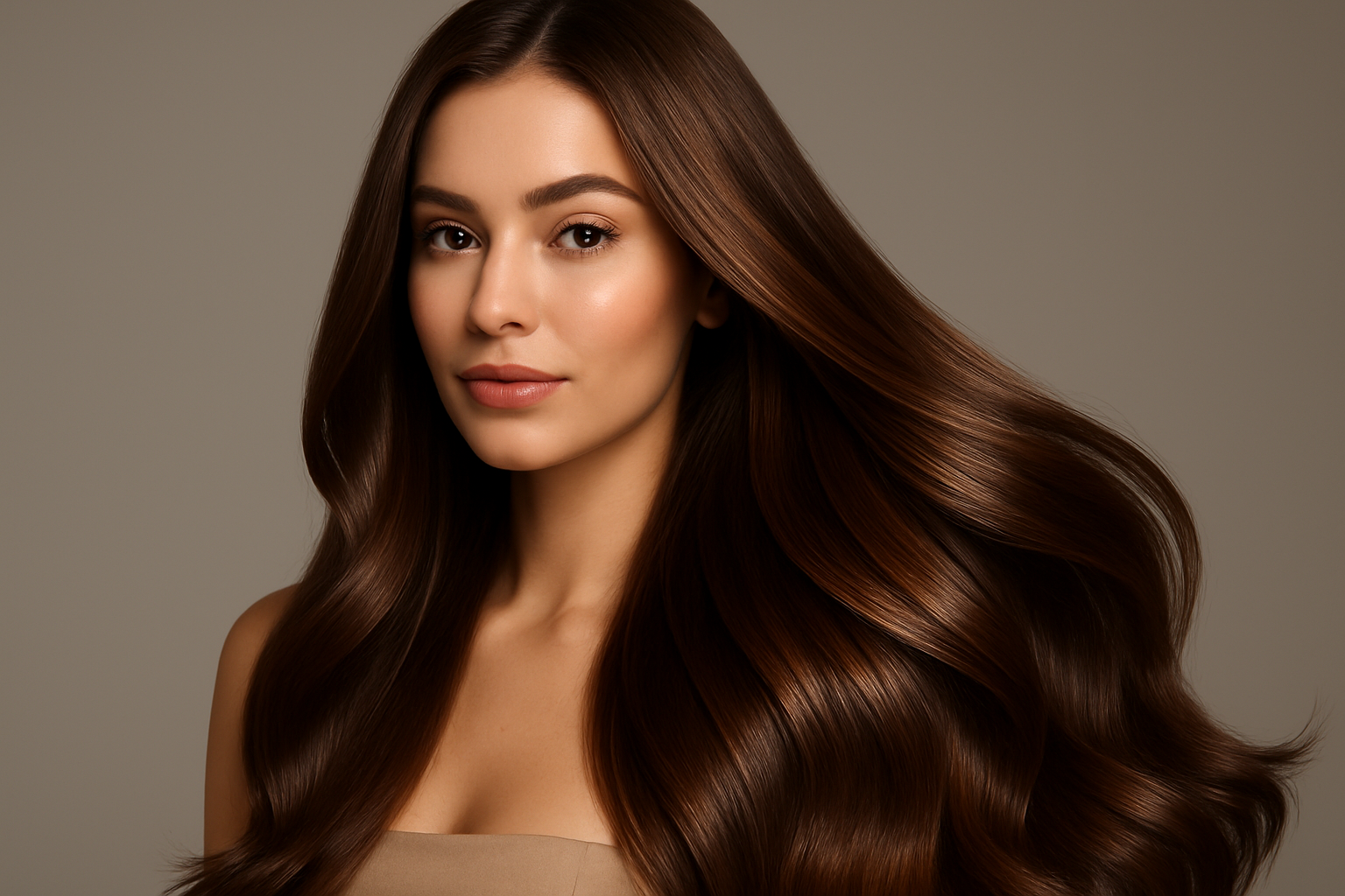 Girl with long healthy and srtong shiny hairs